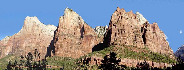 File:The Three Patriarchs in Zion Canyon.jpg