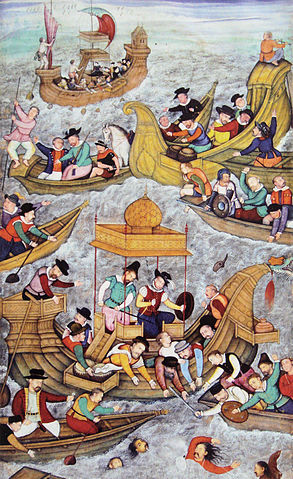 File:Death of Sultan Bahadur in front of Diu against the Portuguese 1537 Akbar Nama end of 16th century.jpg
