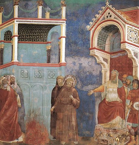 File:Giotto - Legend of St Francis - -11- - St Francis before the Sultan (Trial by Fire).jpg